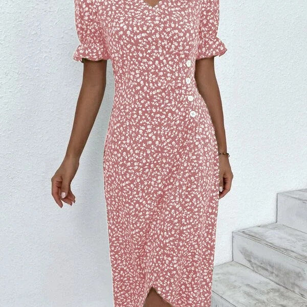 Rita - Graues Wickelkleid mit Tupfenmuster