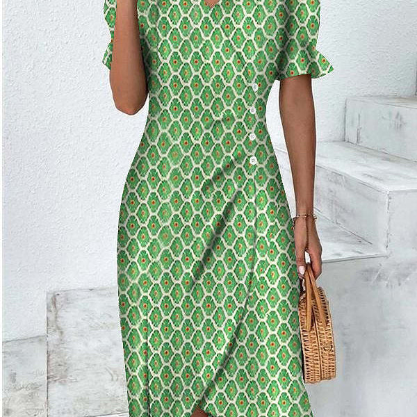 Rita - Graues Wickelkleid mit Tupfenmuster